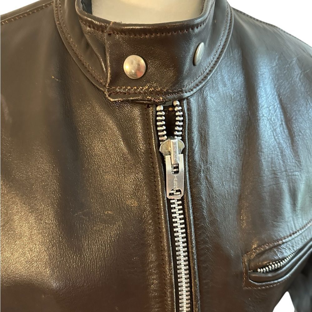 Vanson Leather Motorcycle Jacket Size Large Color Brown - Picture 5 of 16